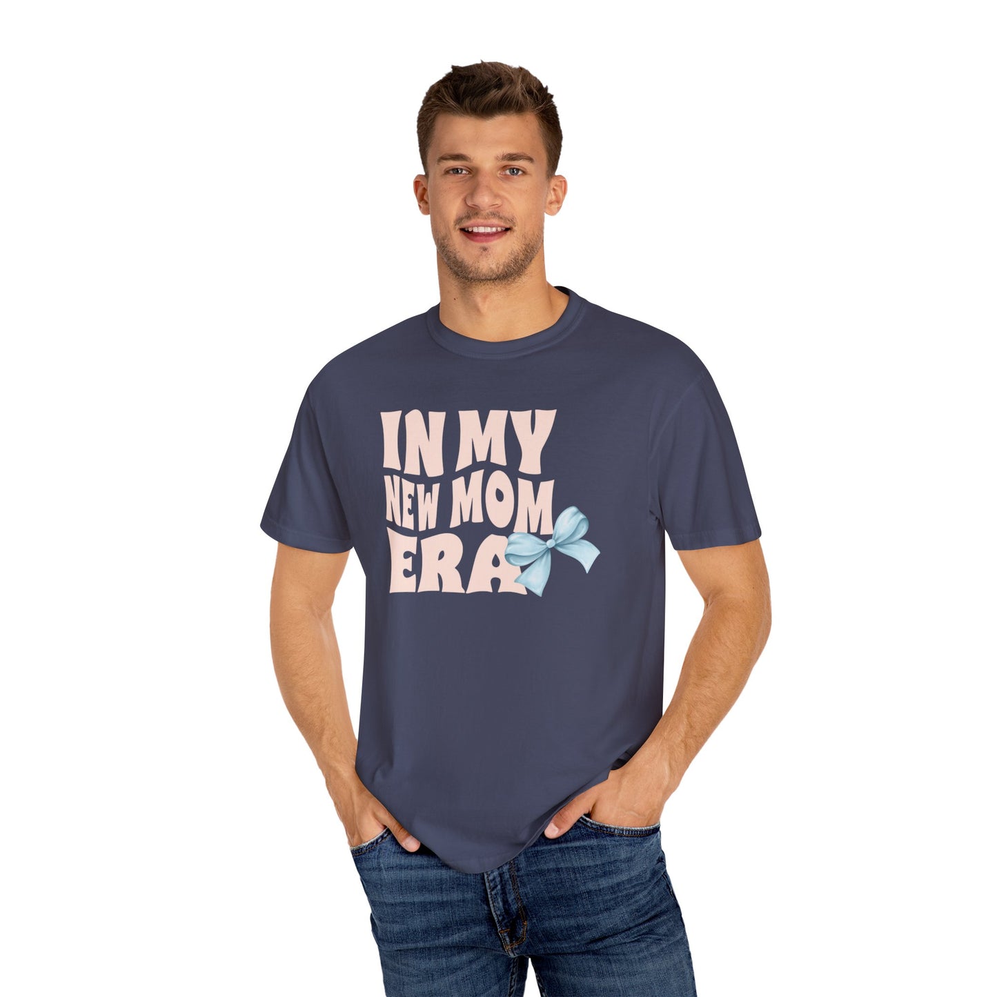 In My New Mom Era Shirt, New Mom Blue or Pink Coquette Bow Shirt, New Mama Shirt, First Time Mom Shirt, Baby Shower Gift for Mom