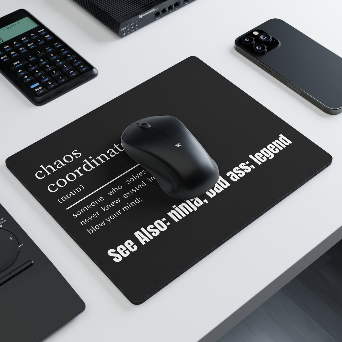 Black Chaos Coordinator Mouse Pad, Crushing it Desk Accessories, Co-Worker Gift for Boss, Bad Ass Mouse Pad, Office Gift, Funny Desk Accessories