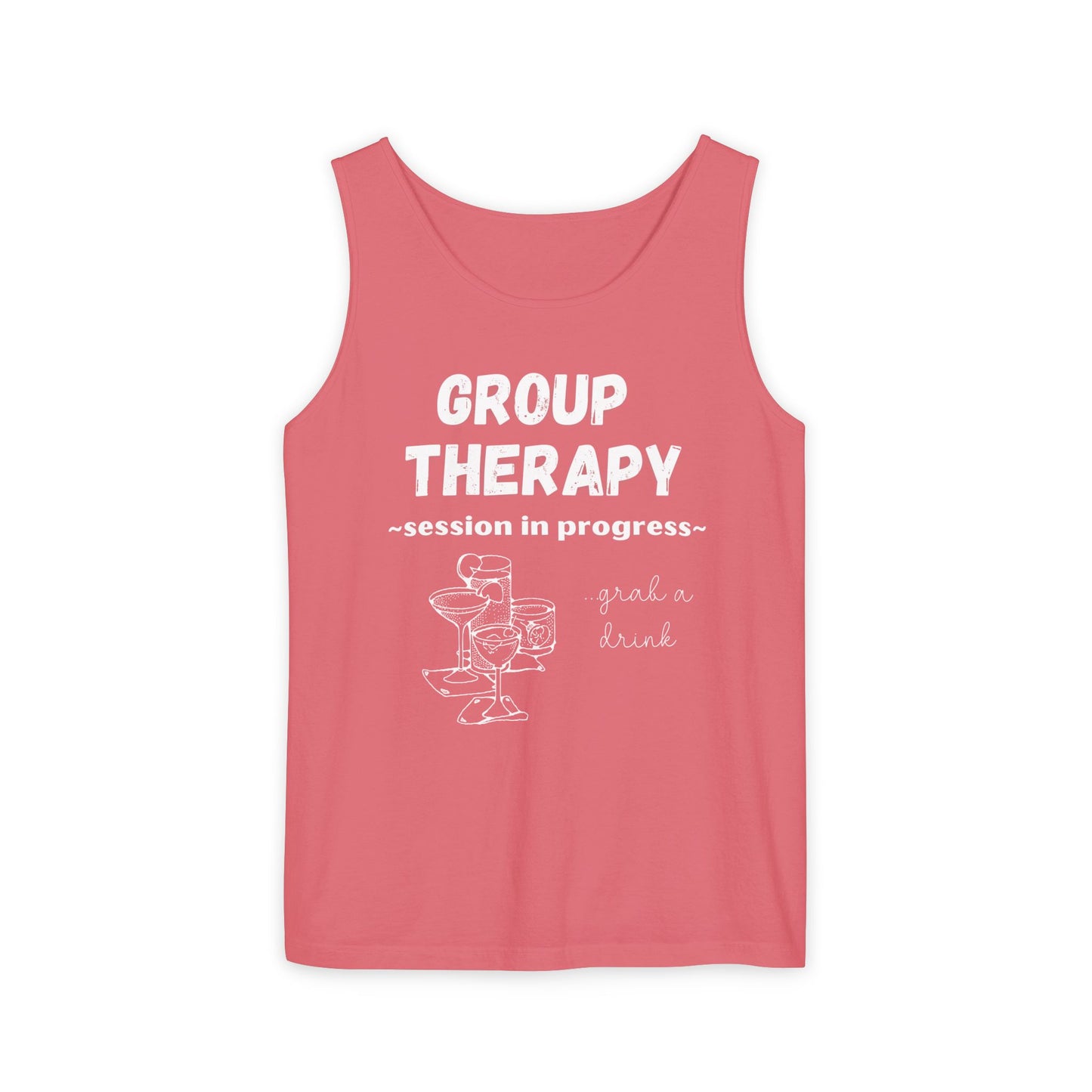 Tank Top Group Therapy Shirt Comfort Colors Day Drinking Camping Lake Summer Vibes