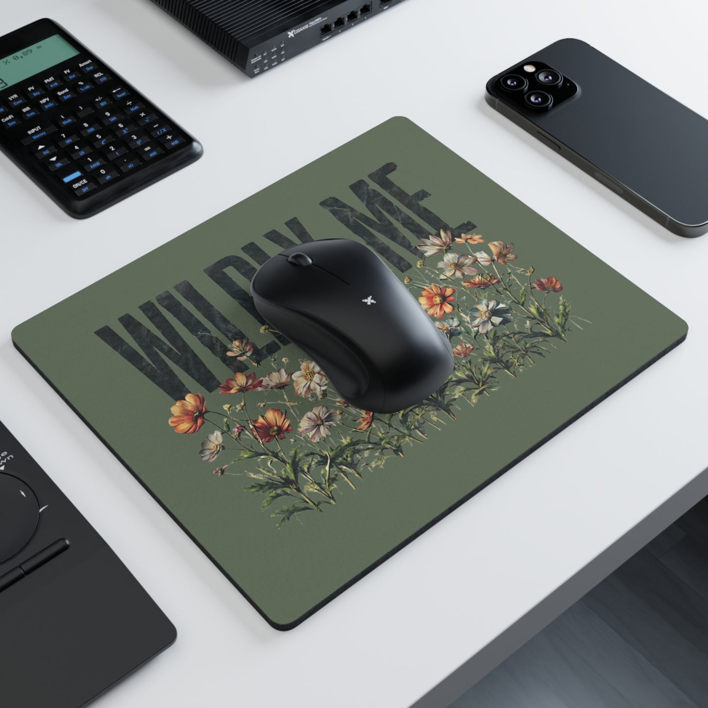 Moss Wildly Me Wildflower Mouse Pad, Botanical Wild Flower Home Office Decor, Self Love Mindset Gift for Friend, Gift for Co-worker