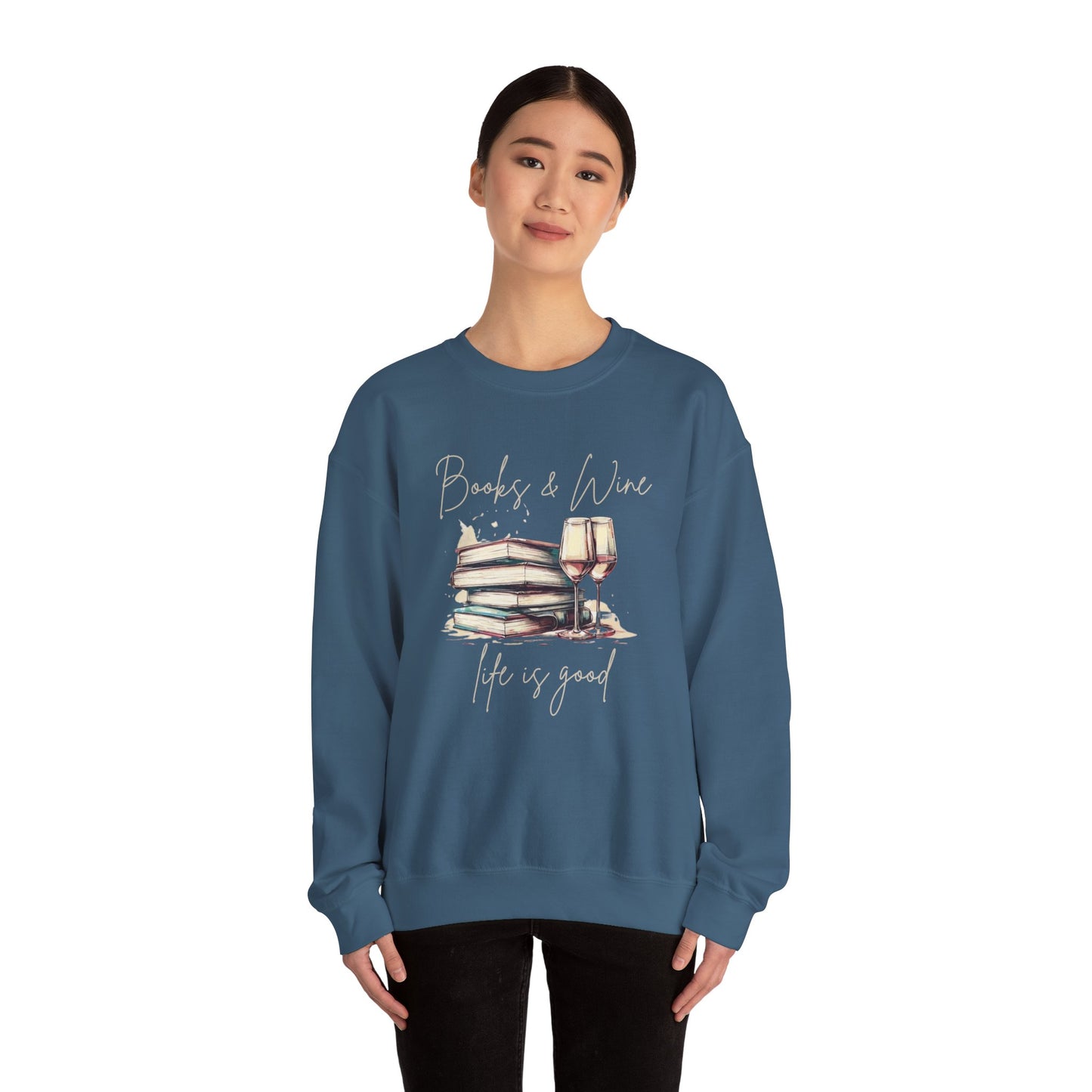 Books and Wine Life is Good Sweatshirt, Book Club Gifts, Book Lover Gift for Reader, Vintage Wine and Books Shirt, Gift for Friend