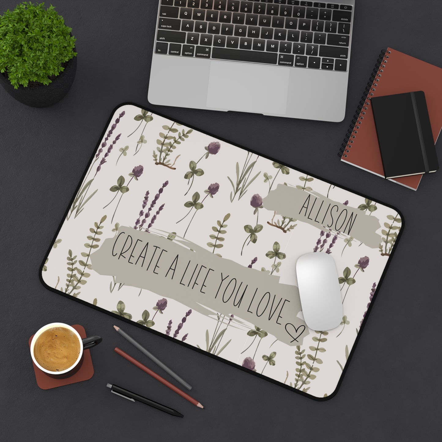 Personalized Floral Desk Pad, Custom Motivational Desk Accessories Home Office Desk Pad, Human Resources Gift for Boss, Co-Worker