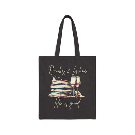 Books and Wine Vintage Tote Bag, Bookworm Tote, Book Lover Gift for Friend, Bookish Gifts, Book Club Tote, Gift for Her