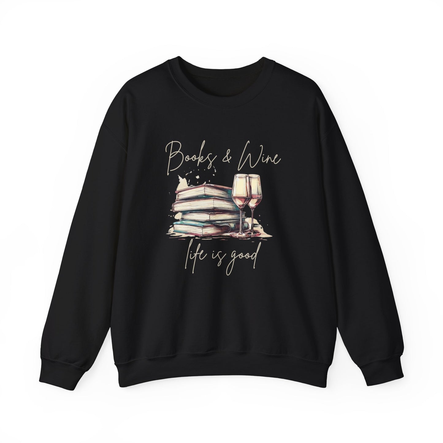 Books and Wine Life is Good Sweatshirt, Book Club Gifts, Book Lover Gift for Reader, Vintage Wine and Books Shirt, Gift for Friend