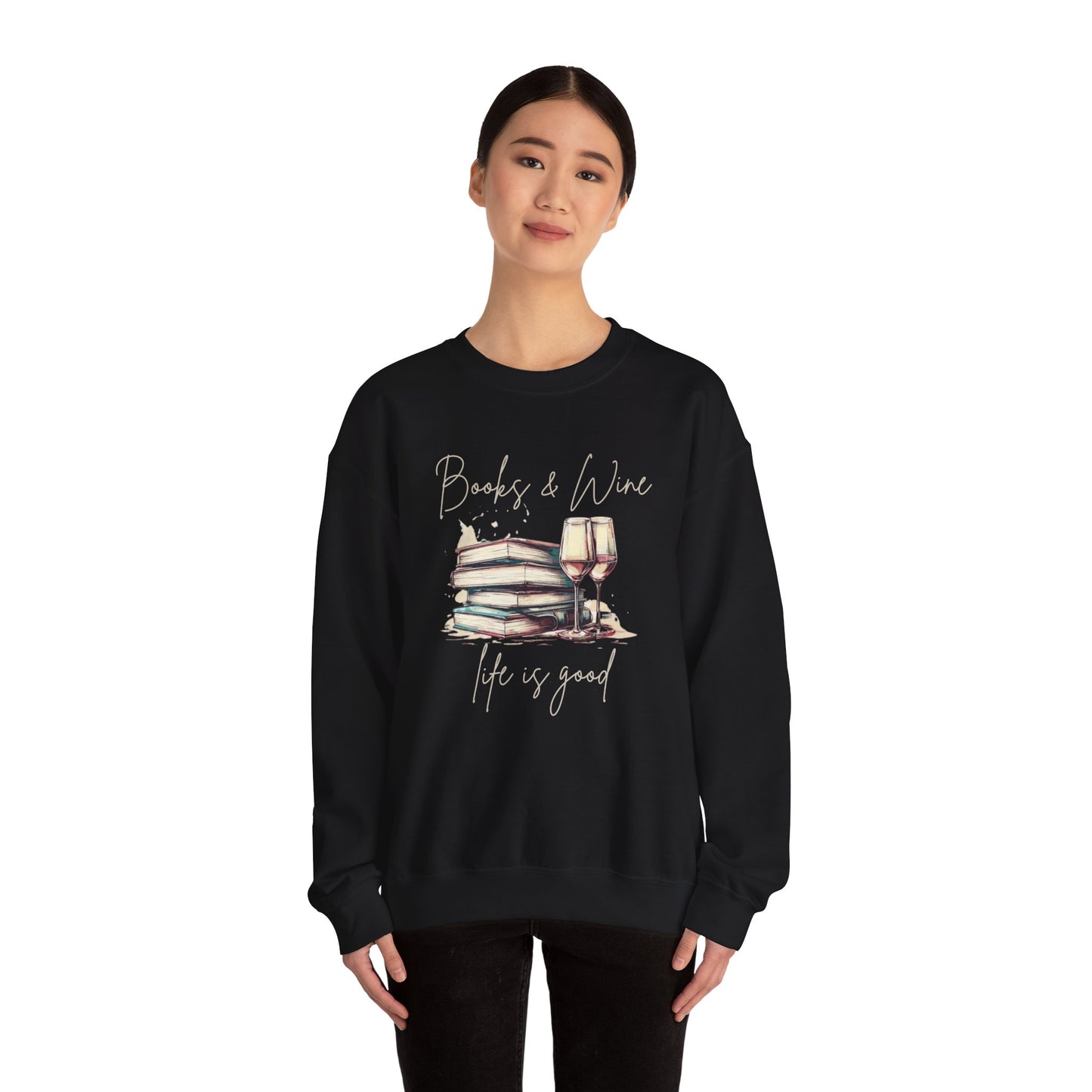 Books and Wine Life is Good Sweatshirt, Book Club Gifts, Book Lover Gift for Reader, Vintage Wine and Books Shirt, Gift for Friend