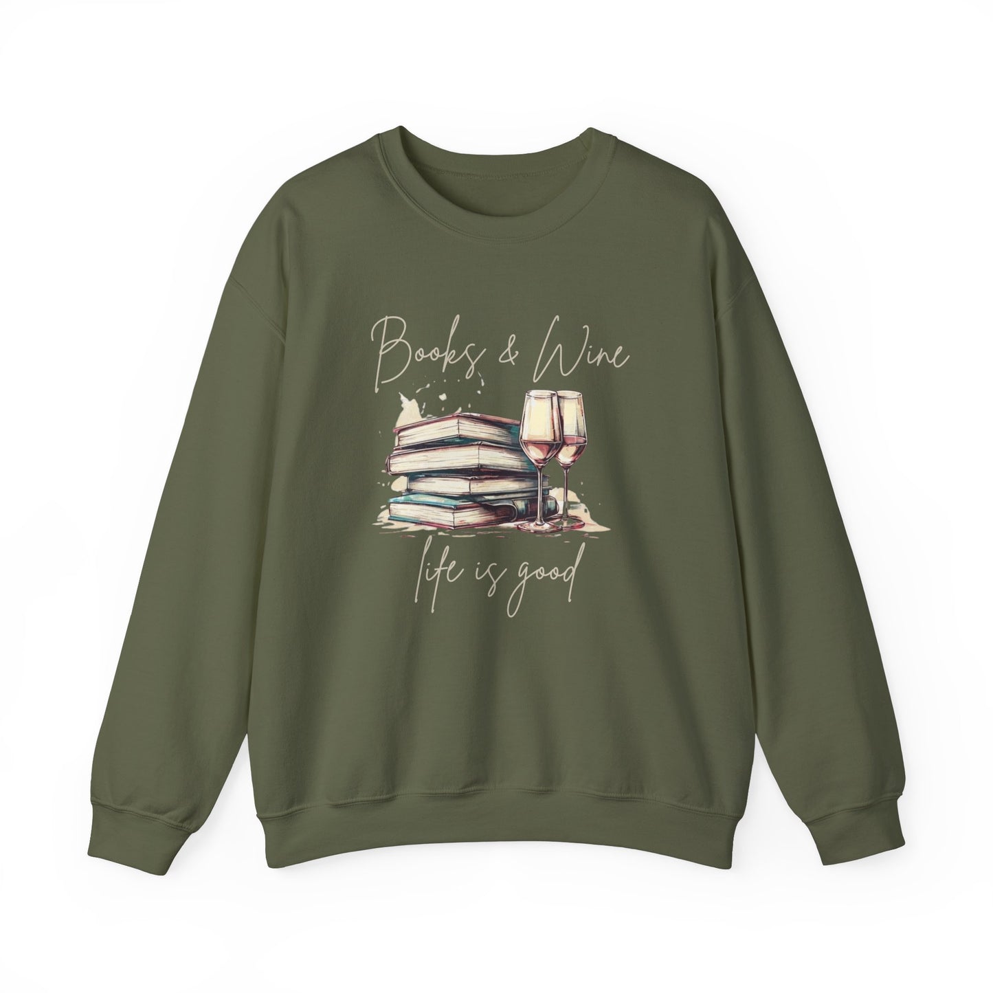 Books and Wine Life is Good Sweatshirt, Book Club Gifts, Book Lover Gift for Reader, Vintage Wine and Books Shirt, Gift for Friend