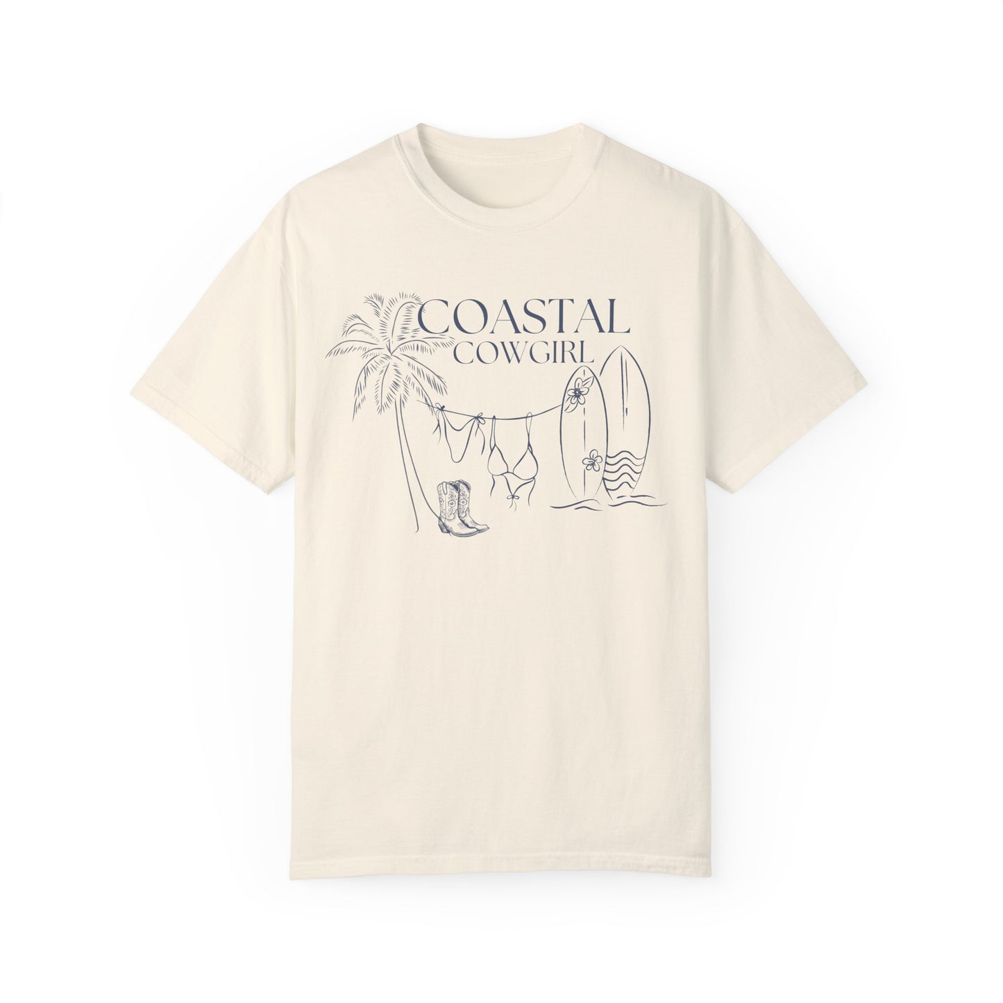 White-Ivory Coastal Cowgirl Shirt, Comfort Colors Beach Shirt,