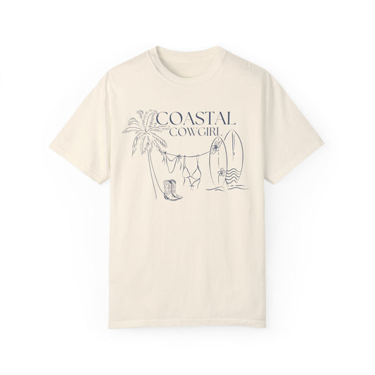 White-Ivory Coastal Cowgirl Shirt, Comfort Colors Beach Shirt,