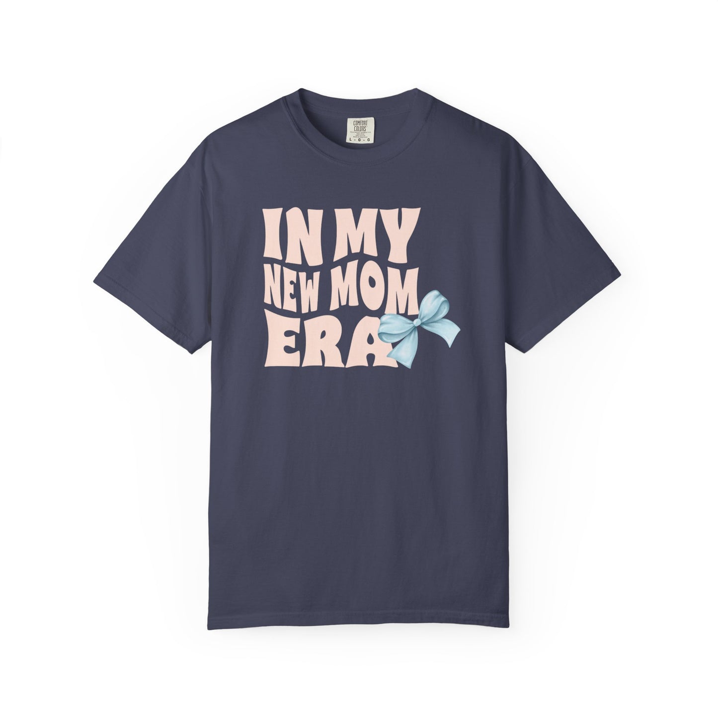 In My New Mom Era Shirt, New Mom Blue or Pink Coquette Bow Shirt, New Mama Shirt, First Time Mom Shirt, Baby Shower Gift for Mom