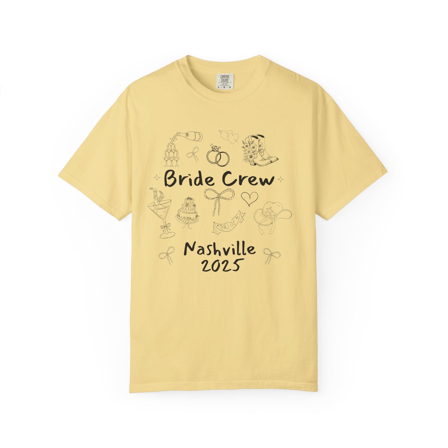 Nashville Bachelorette Doodle Shirts, Comfort Colors Cowgirl Bride and Bride Crew Shirts, Bachelorette Party Shirts, Bridesmaid Gifts