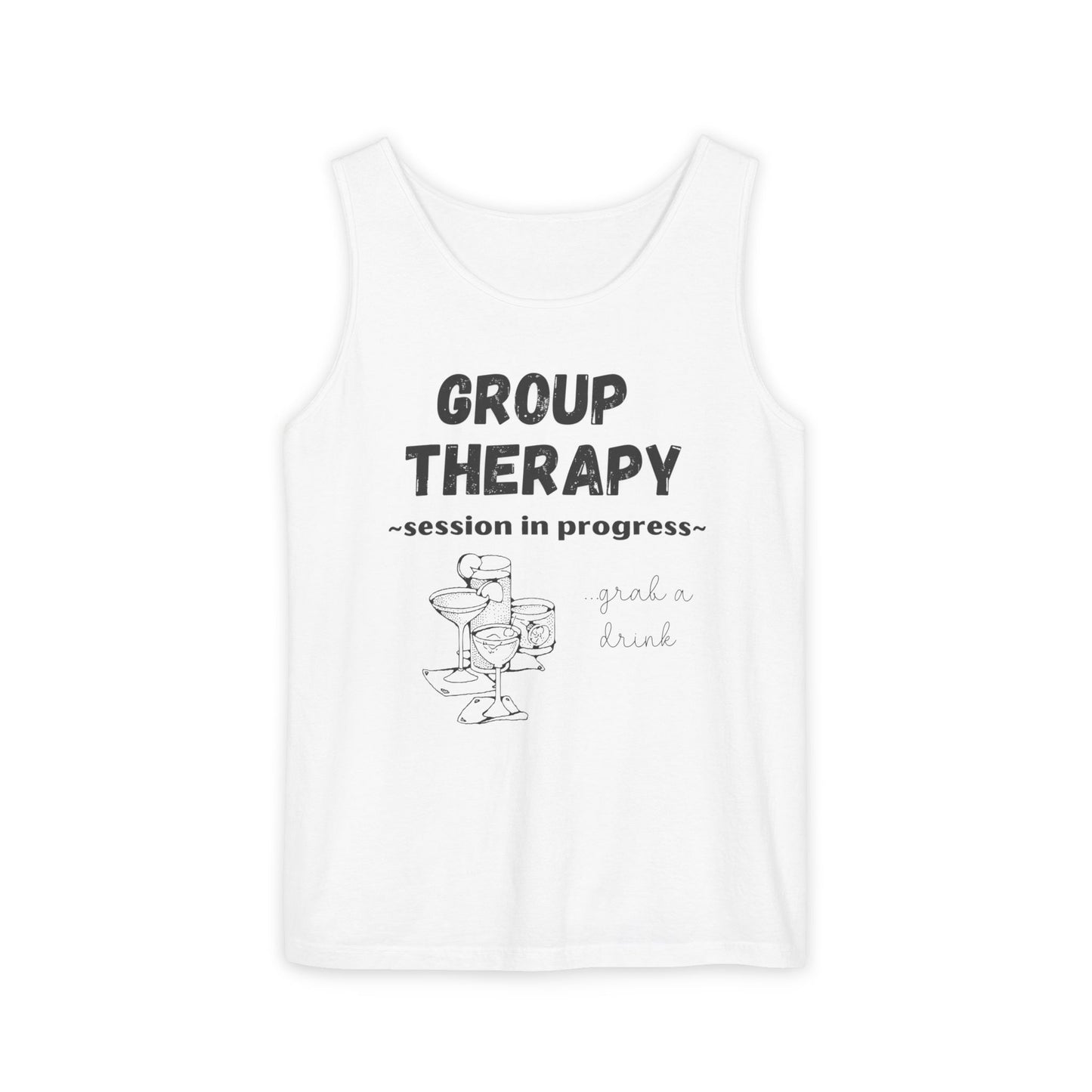 Tank Top Group Therapy Shirt Comfort Colors Day Drinking Camping Lake Summer Vibes