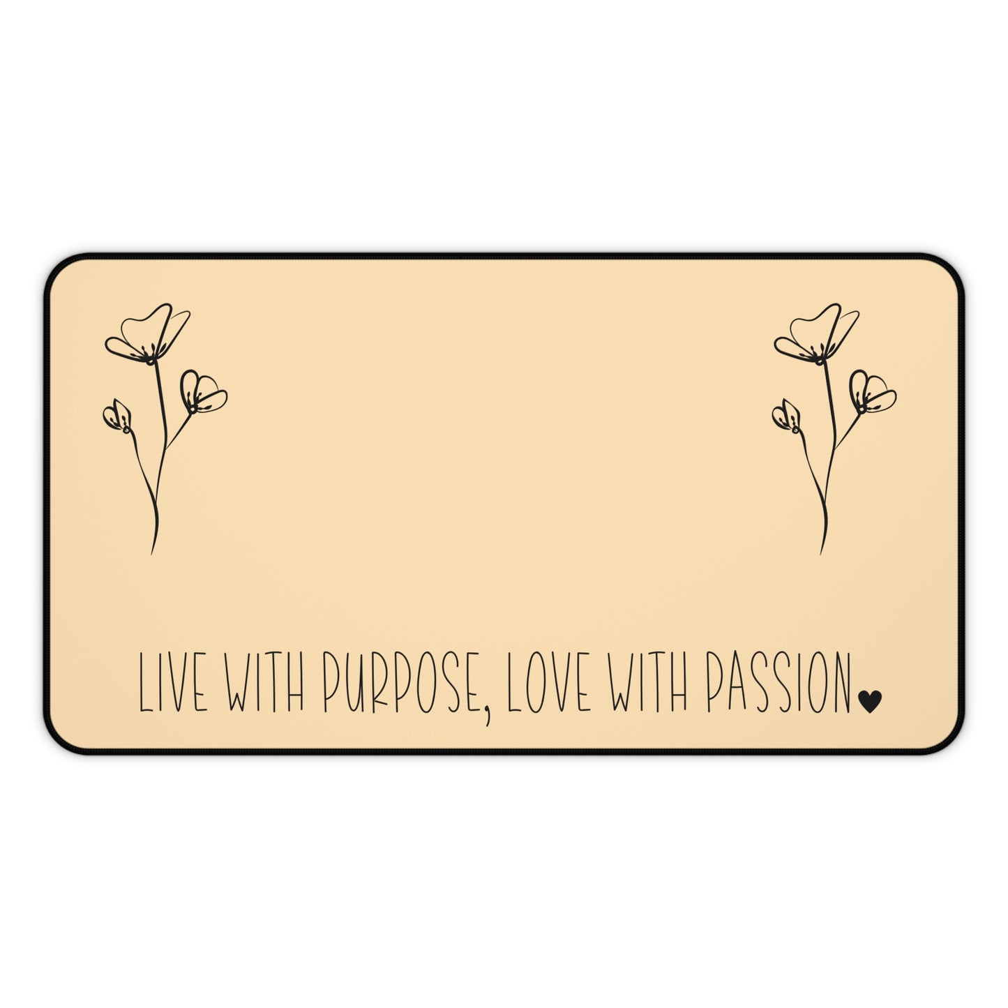 Yellow Live with Purpose Love with Passion Desk Pad Human Resources, Home Office Decor Gift for Co-Worker Inspirational Office Accessory
