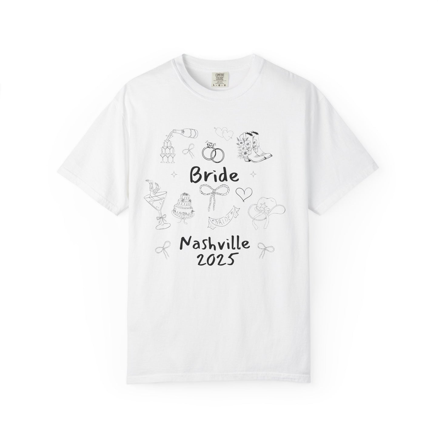 Nashville Bachelorette Doodle Shirts, Comfort Colors Cowgirl Bride and Bride Crew Shirts, Bachelorette Party Shirts, Bridesmaid Gifts
