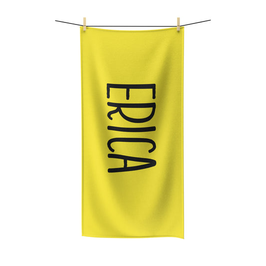 Yellow Personalized Beach Towel, Custom Name Pool Towel, Girls Trip and Vacation Towels Gift for Bridesmaids Bachelorette Gift Idea