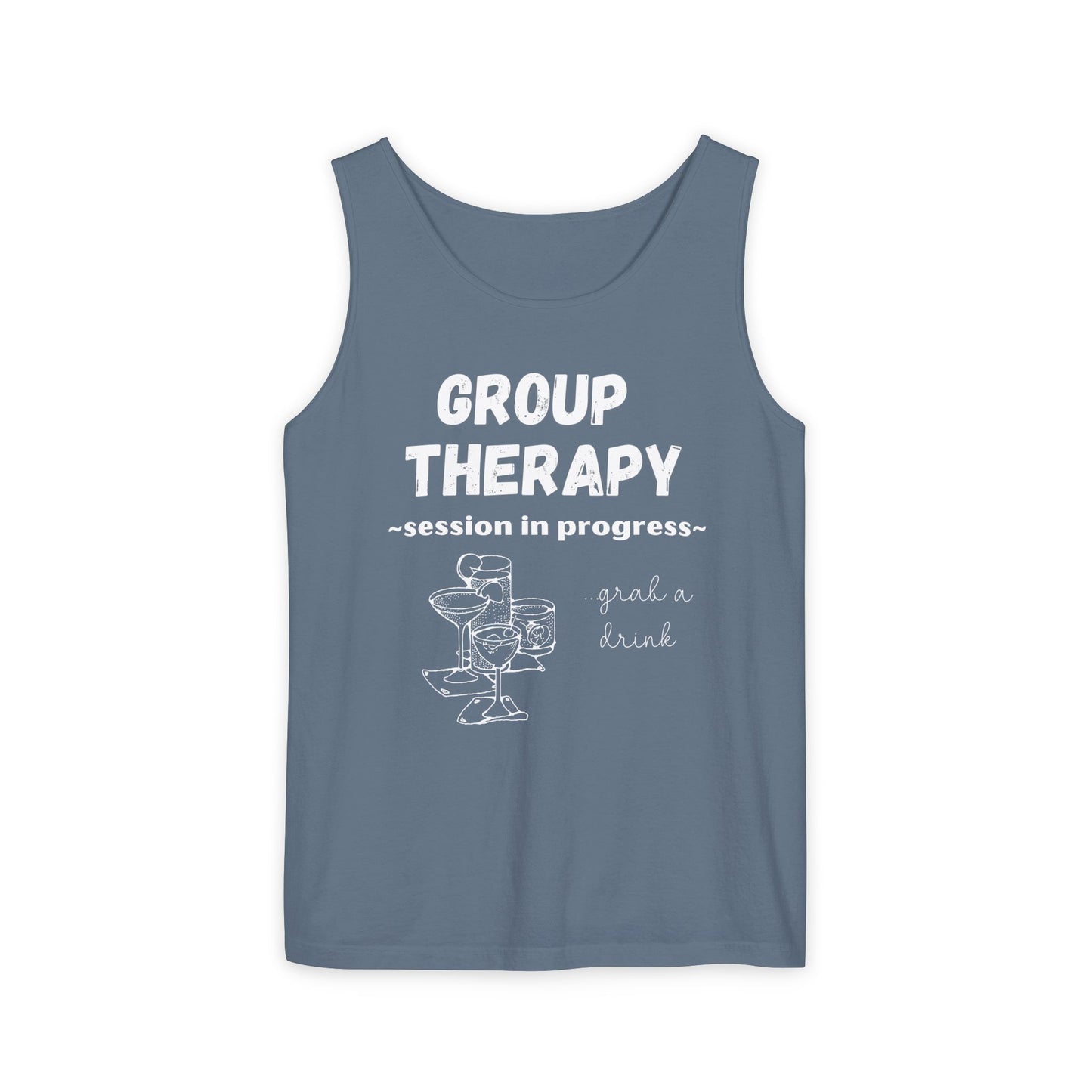 Tank Top Group Therapy Shirt Comfort Colors Day Drinking Camping Lake Summer Vibes