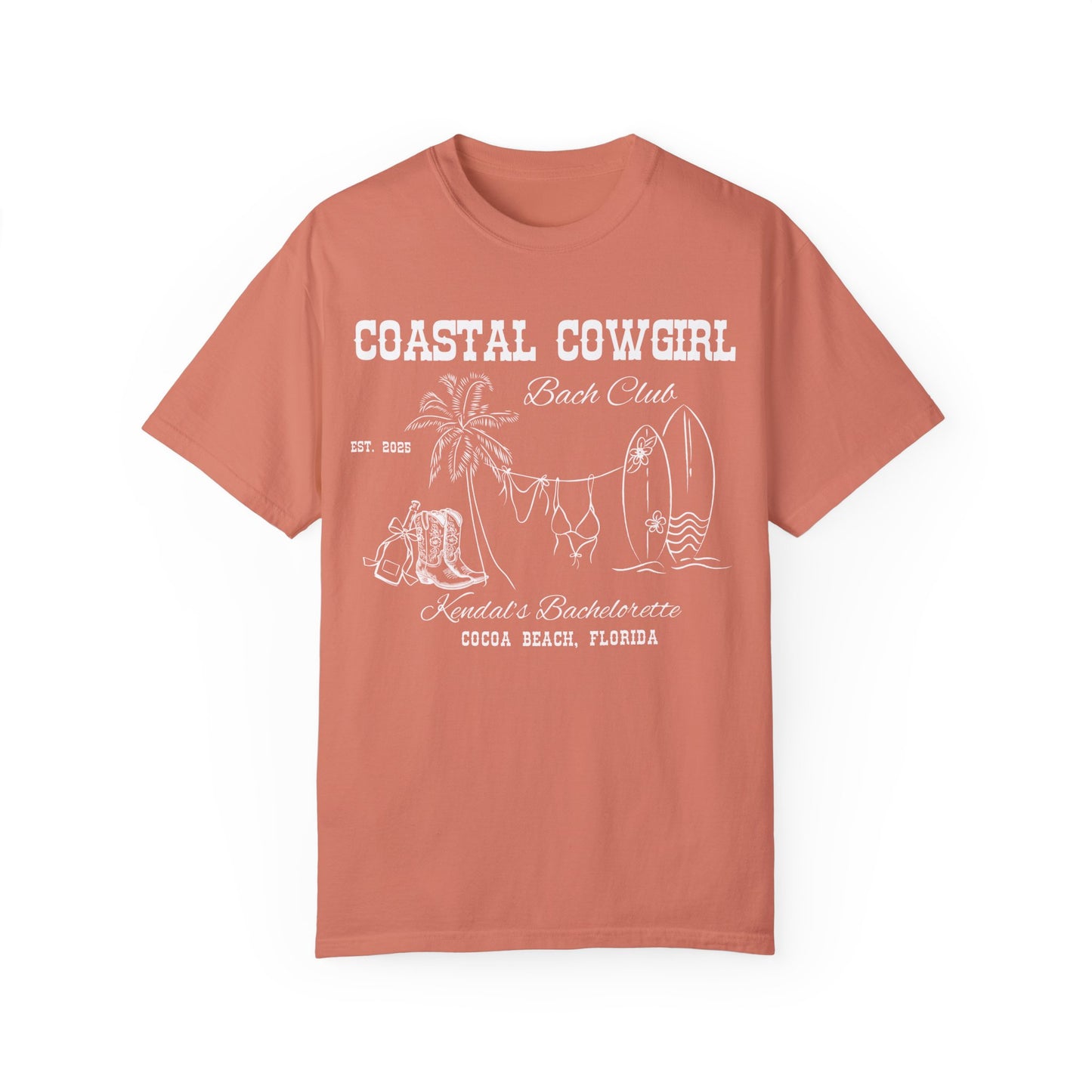 White Custom Bachelorette Coastal Cowgirl Shirt, Comfort Colors Beach Bachelorette Party Shirts, Boho Beachy Bridesmaid Gifts