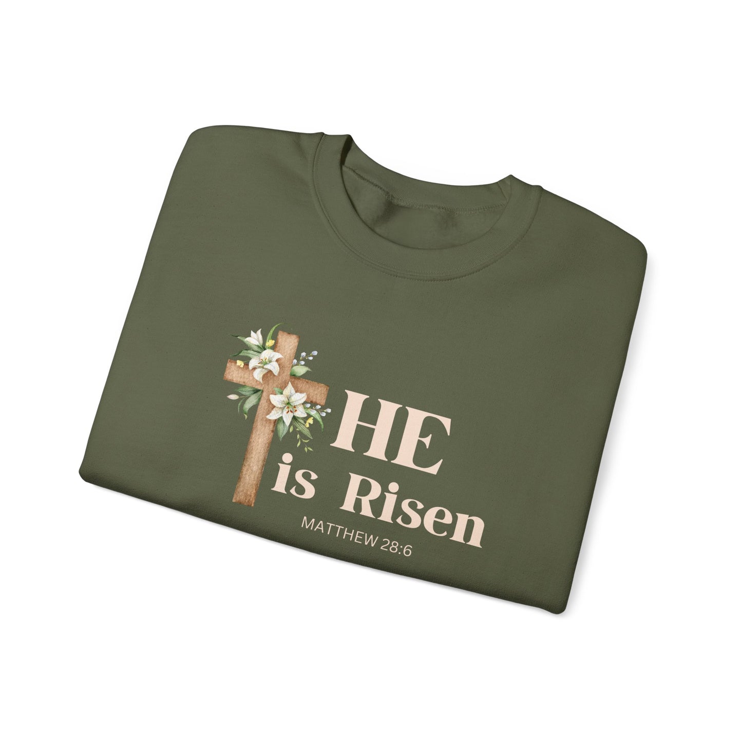 He is Risen Easter Sweatshirt Christian Easter Shirt Matthew 28:6 Religious Apparrel