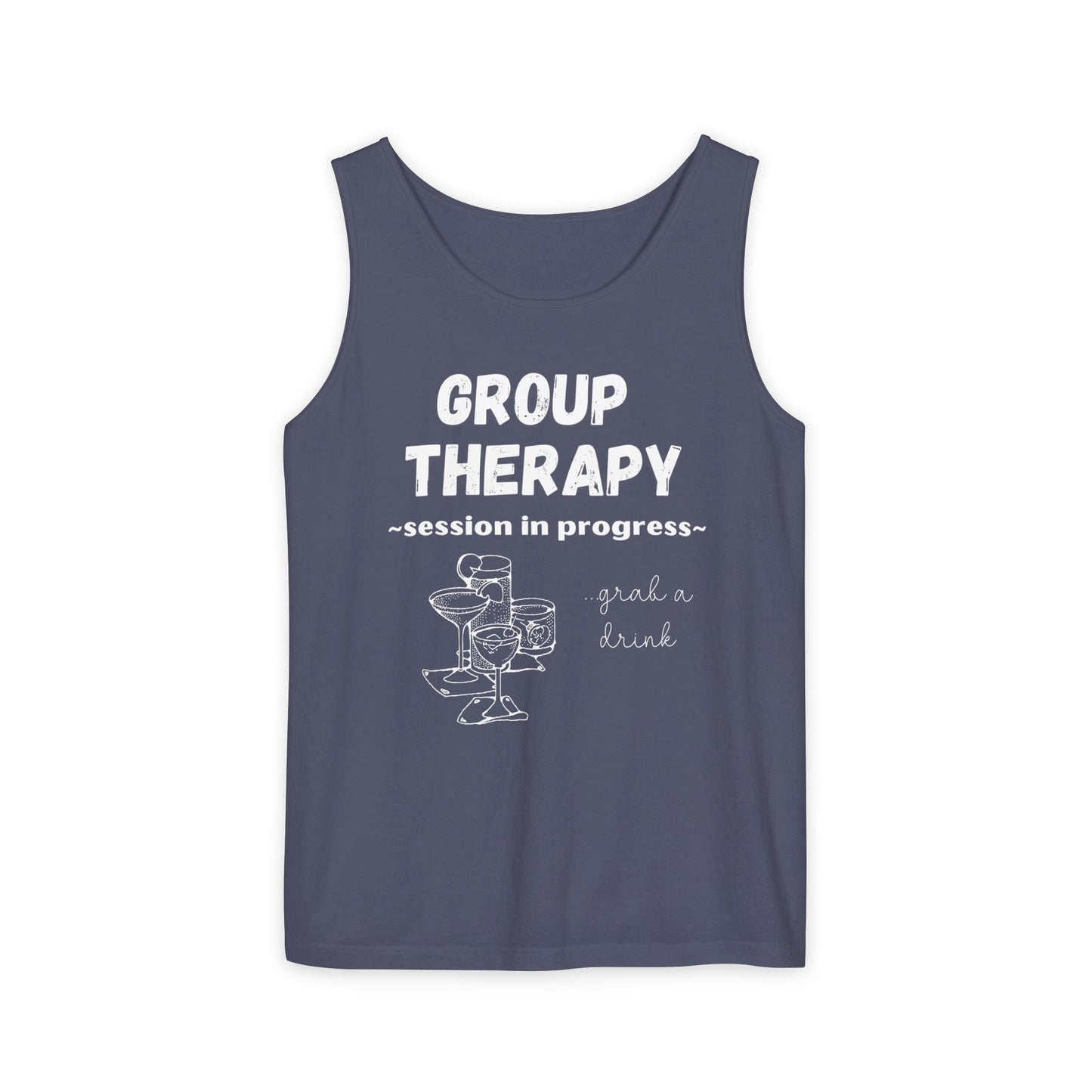 Tank Top Group Therapy Shirt Comfort Colors Day Drinking Camping Lake Summer Vibes