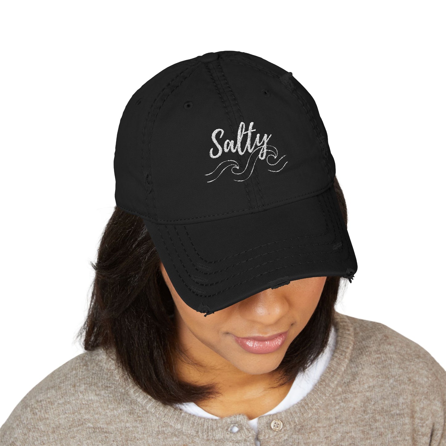 Salty Embroidered Hat, Vintage Coastal Beach Cap, Vacation Hat, Family Vacation Hat, Distressed Embroidery Cap Gifts for Women