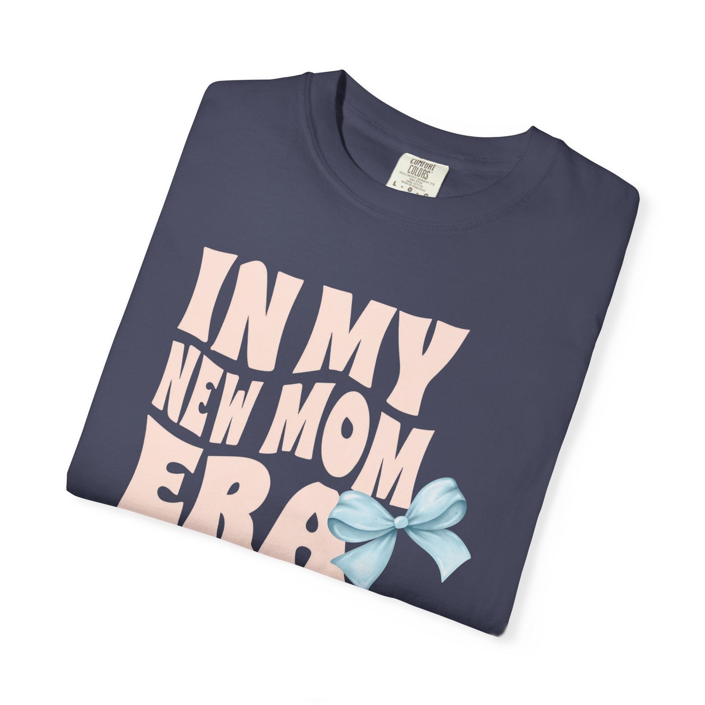 In My New Mom Era Shirt, New Mom Blue or Pink Coquette Bow Shirt, New Mama Shirt, First Time Mom Shirt, Baby Shower Gift for Mom