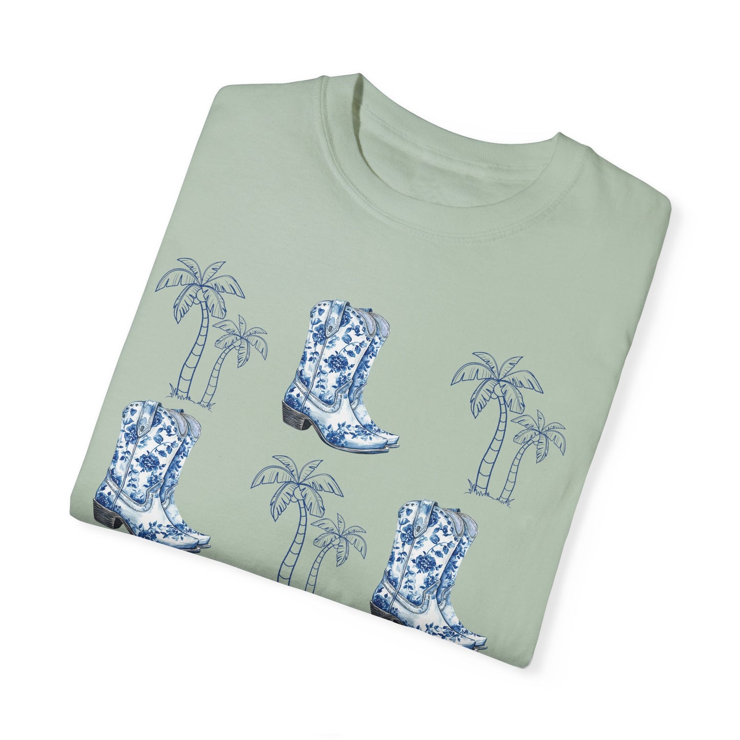 Coastal Cowgirl Comfort Colors Shirt, Chinoiserie Cowgirl Shirt, Palm Trees Beachy Cowgirl Shirt,