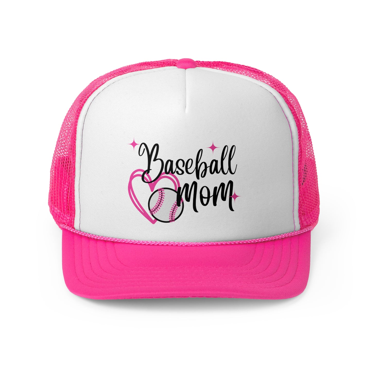 Baseball Mom Trucker Hat, Baseball Mom Hat, Baseball Mom Gift for Baseball Mom, Baseball Heart Hat