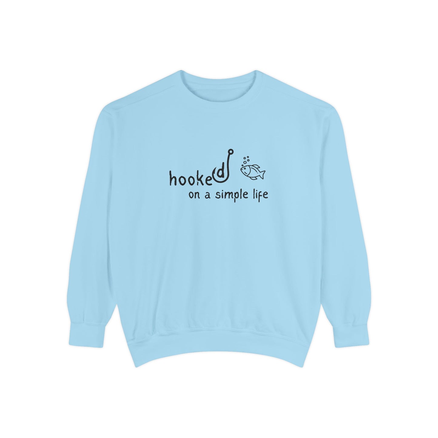 Comfort Colors Hooked on a Simple Life Sweatshirt, Fisherman Aesthetic Shirt, Cute Fish Shirt Coastal Tee