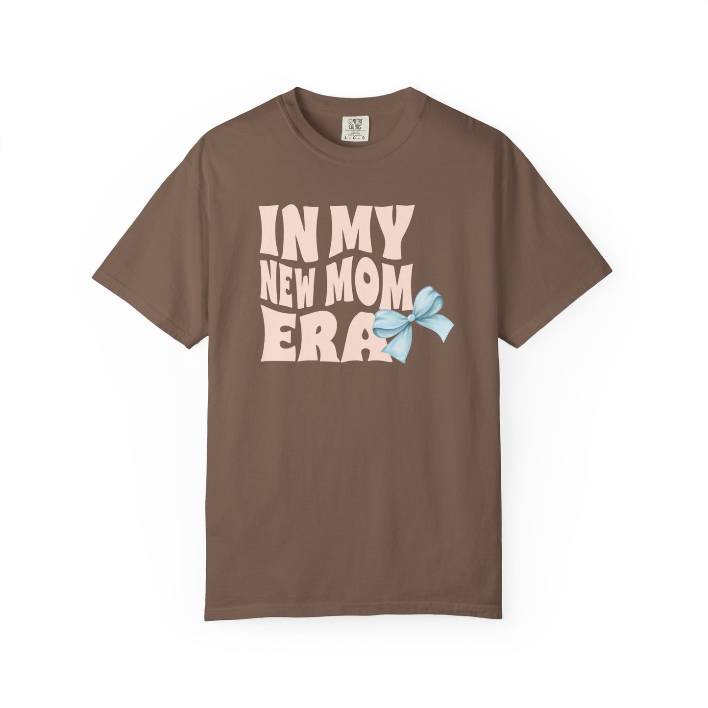In My New Mom Era Shirt, New Mom Blue or Pink Coquette Bow Shirt, New Mama Shirt, First Time Mom Shirt, Baby Shower Gift for Mom
