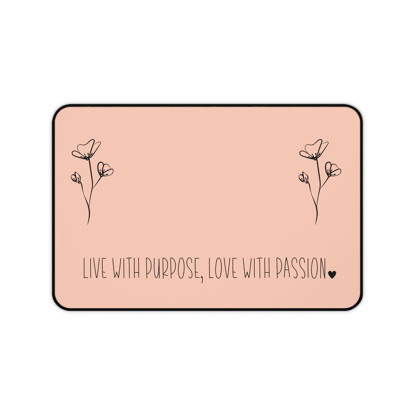 Peach Live with Purpose Love with Passion Desk Pad Human Resources, Home Office Decor Gift for Co-Worker Inspirational Office Accessory