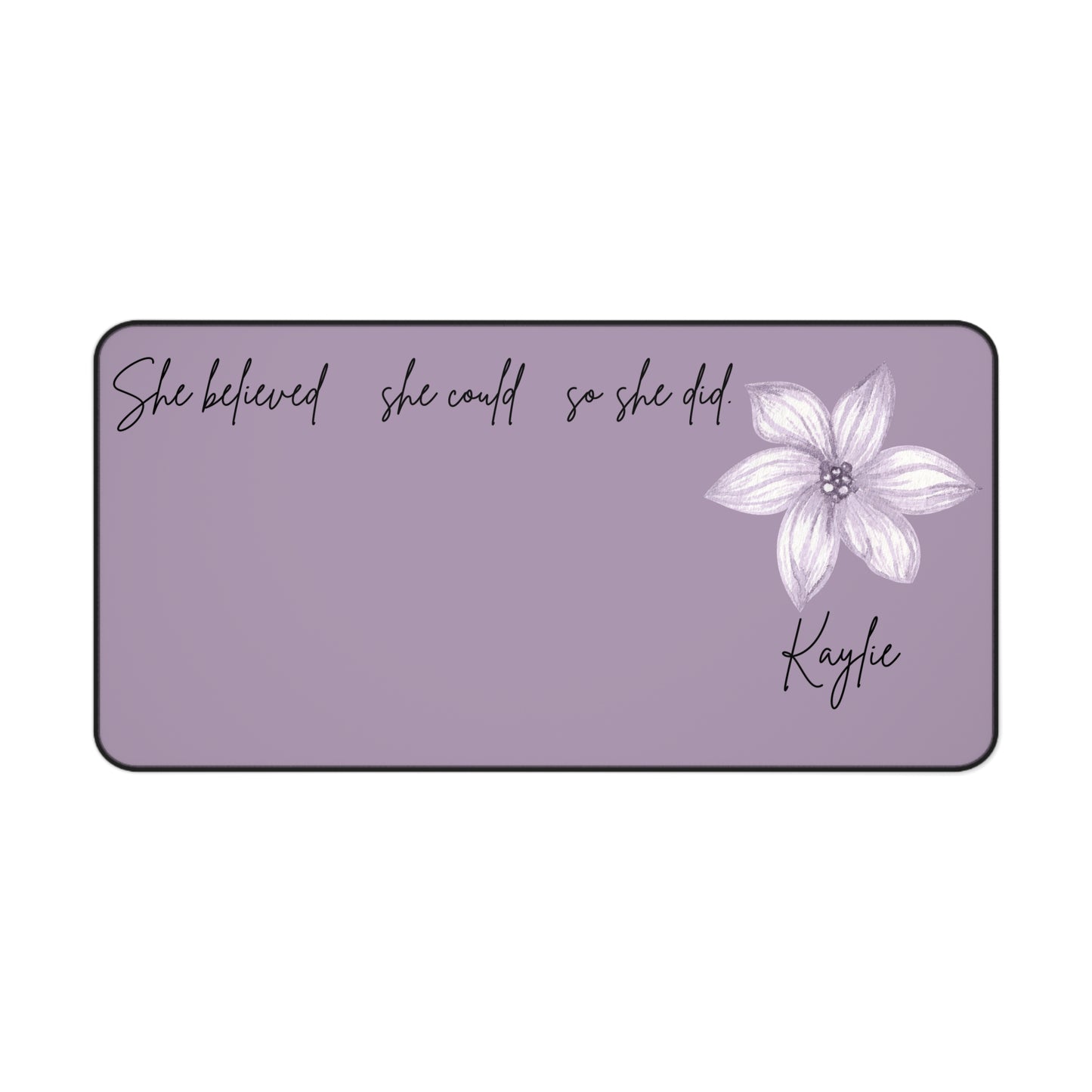 Purple Personalized Desk Pad, She Believed Desk Mat, Custom Inspirational Keyboard Pad, Entrepreneur Home Office Accessories Gifts for Women