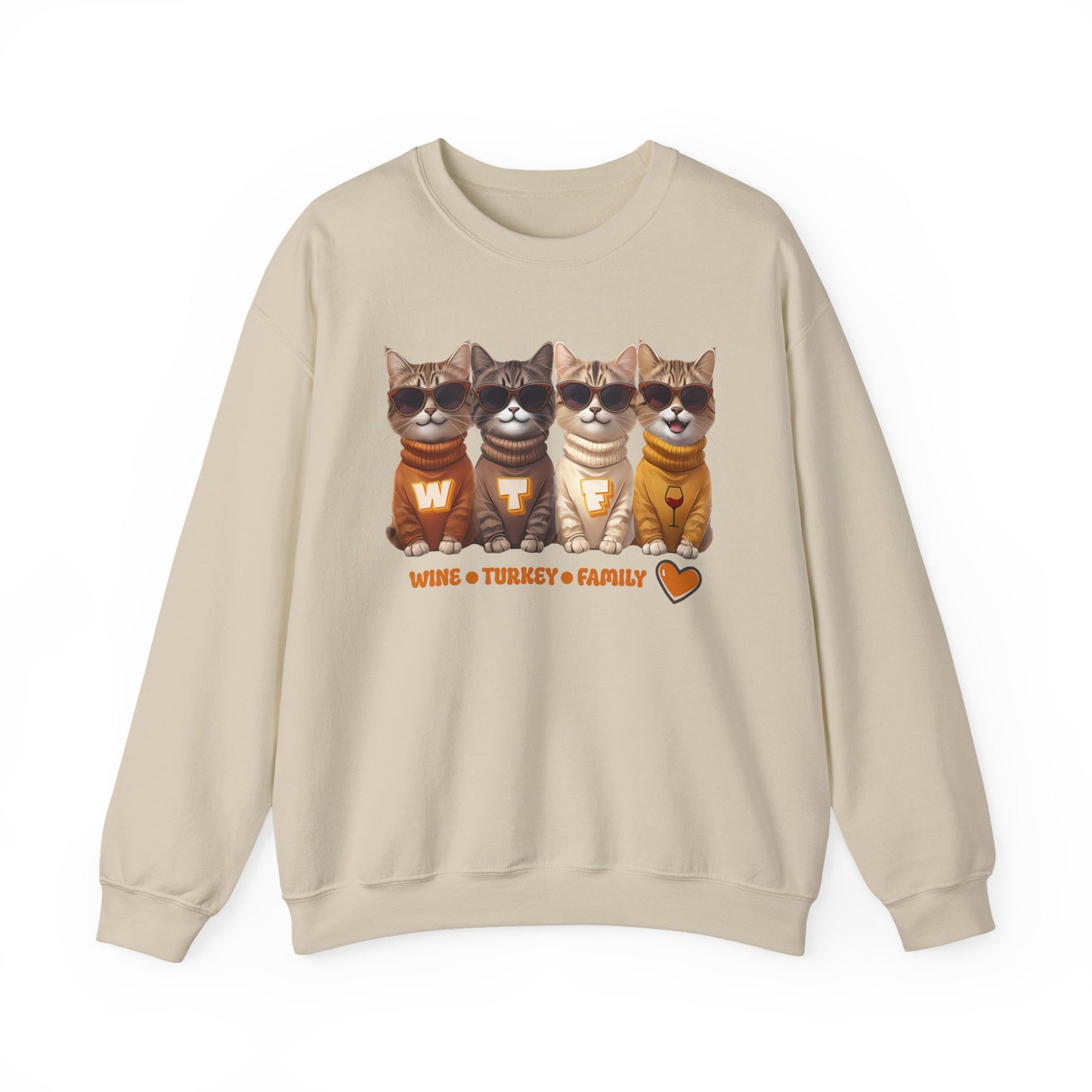 WTF Thanksgiving Sweatshirt, Wine Turkey Family Cat Sweatshirt, Funny Thanksgiving Shirt