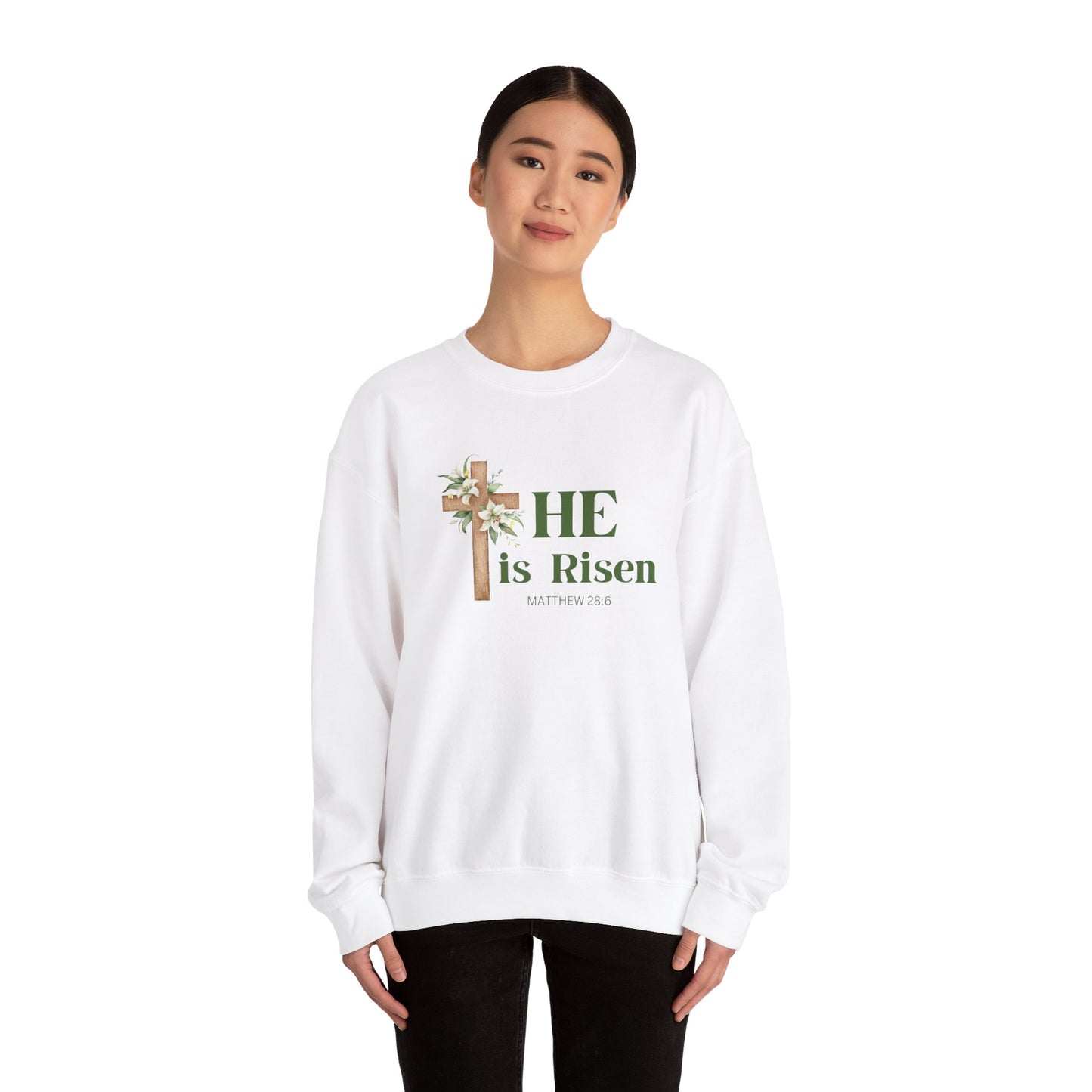 He is Risen Easter Sweatshirt Christian Easter Shirt Matthew 28:6 Religious Apparrel