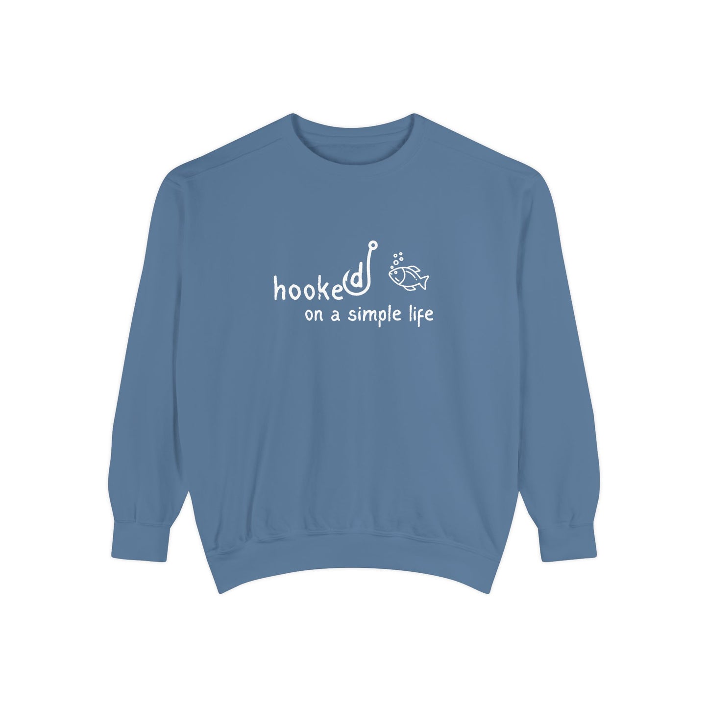 Comfort Colors Hooked on a Simple Life Sweatshirt, Fisherman Aesthetic Shirt, Cute Fish Shirt Coastal Tee