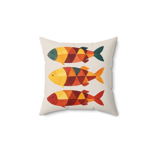 Vibrant Fish Pillow, Fisherman Aesthetic Home Decor, Vibrant Coastal Decor, Maine Lobster and Fish Decor