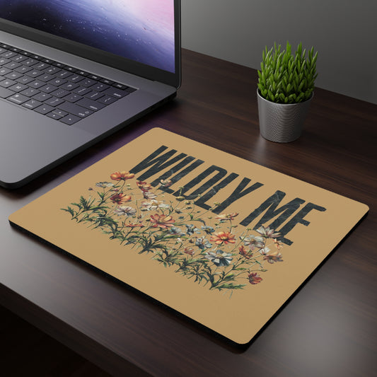 Mustard Wildly Me Wildflower Mouse Pad, Botanical Wild Flower Home Office Decor, Self Love Mindset Gift for Friend, Gift for Co-worker
