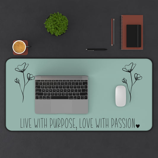Sage Live with Purpose Love with Passion Desk Pad Human Resources, Home Office Decor Gift for Co-Worker Inspirational Office Accessory