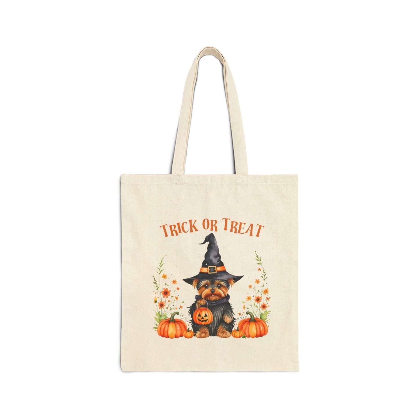 Trick or Treat Tote, Halloween Tote Bag, Pumpkin Tote, Yorkshire Terrier Tote, Halloween Tote,  Cute Dog Tote Bag, Trick or Treat Tote Bag