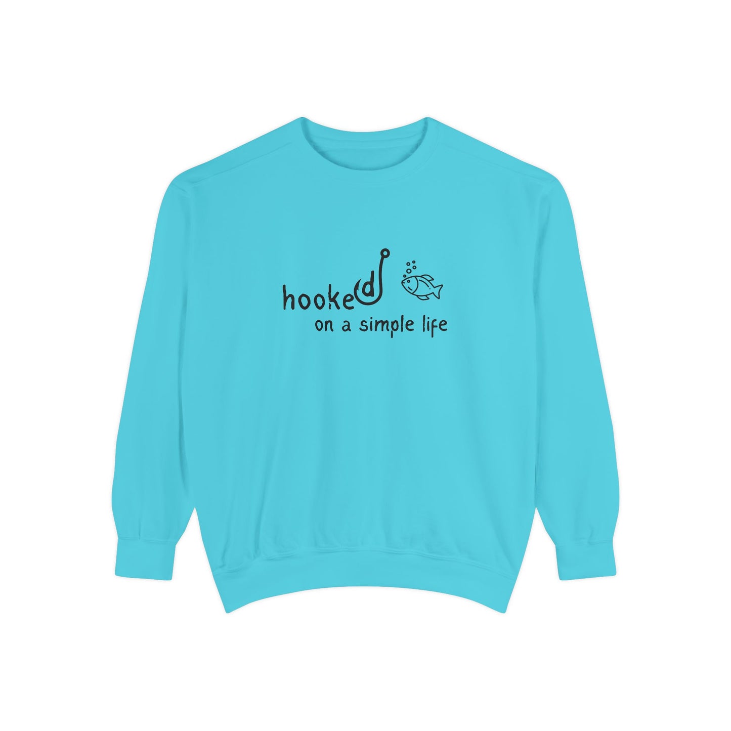 Comfort Colors Hooked on a Simple Life Sweatshirt, Fisherman Aesthetic Shirt, Cute Fish Shirt Coastal Tee