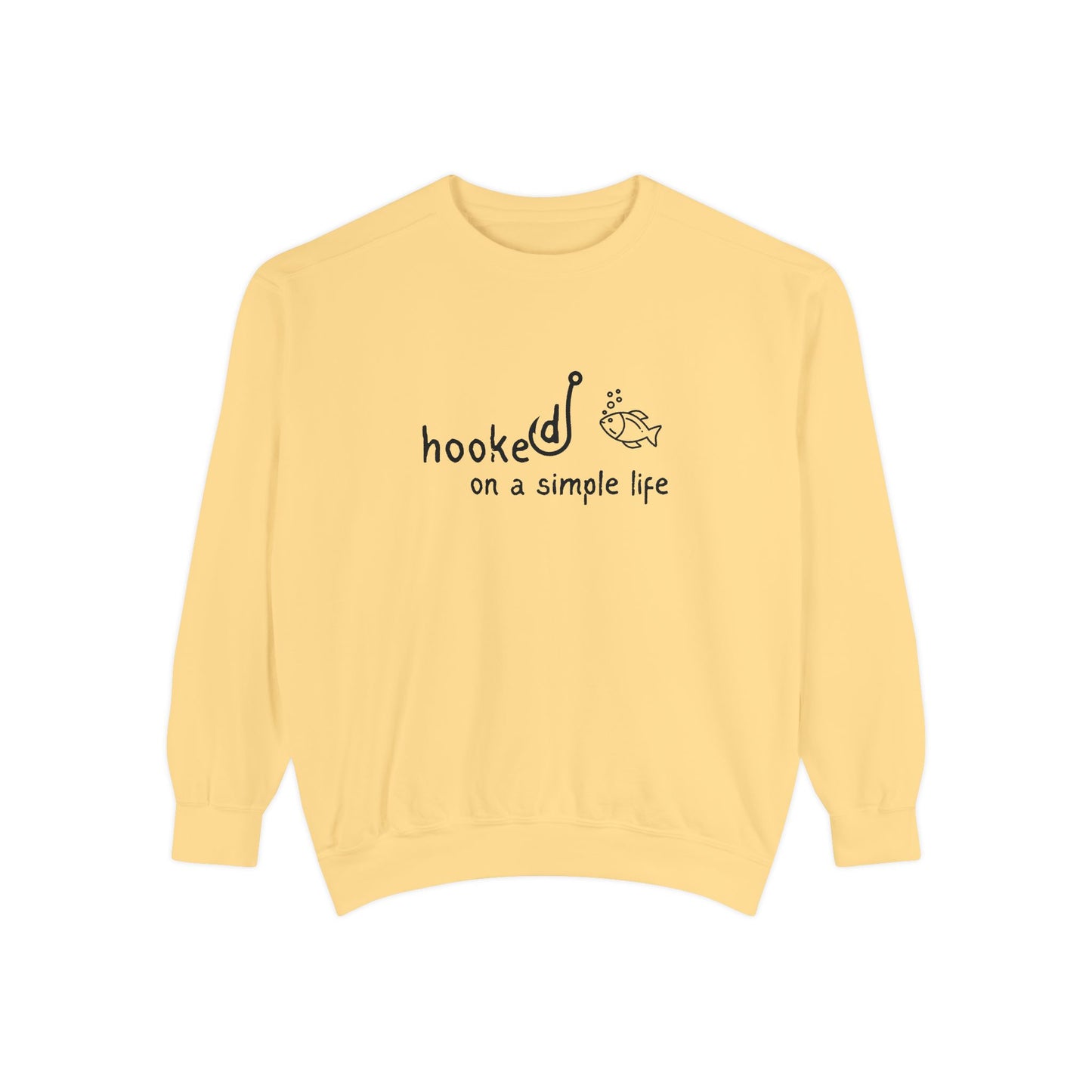 Comfort Colors Hooked on a Simple Life Sweatshirt, Fisherman Aesthetic Shirt, Cute Fish Shirt Coastal Tee