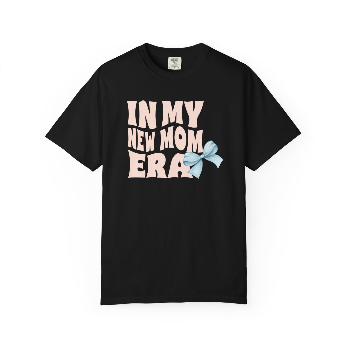 In My New Mom Era Shirt, New Mom Blue or Pink Coquette Bow Shirt, New Mama Shirt, First Time Mom Shirt, Baby Shower Gift for Mom
