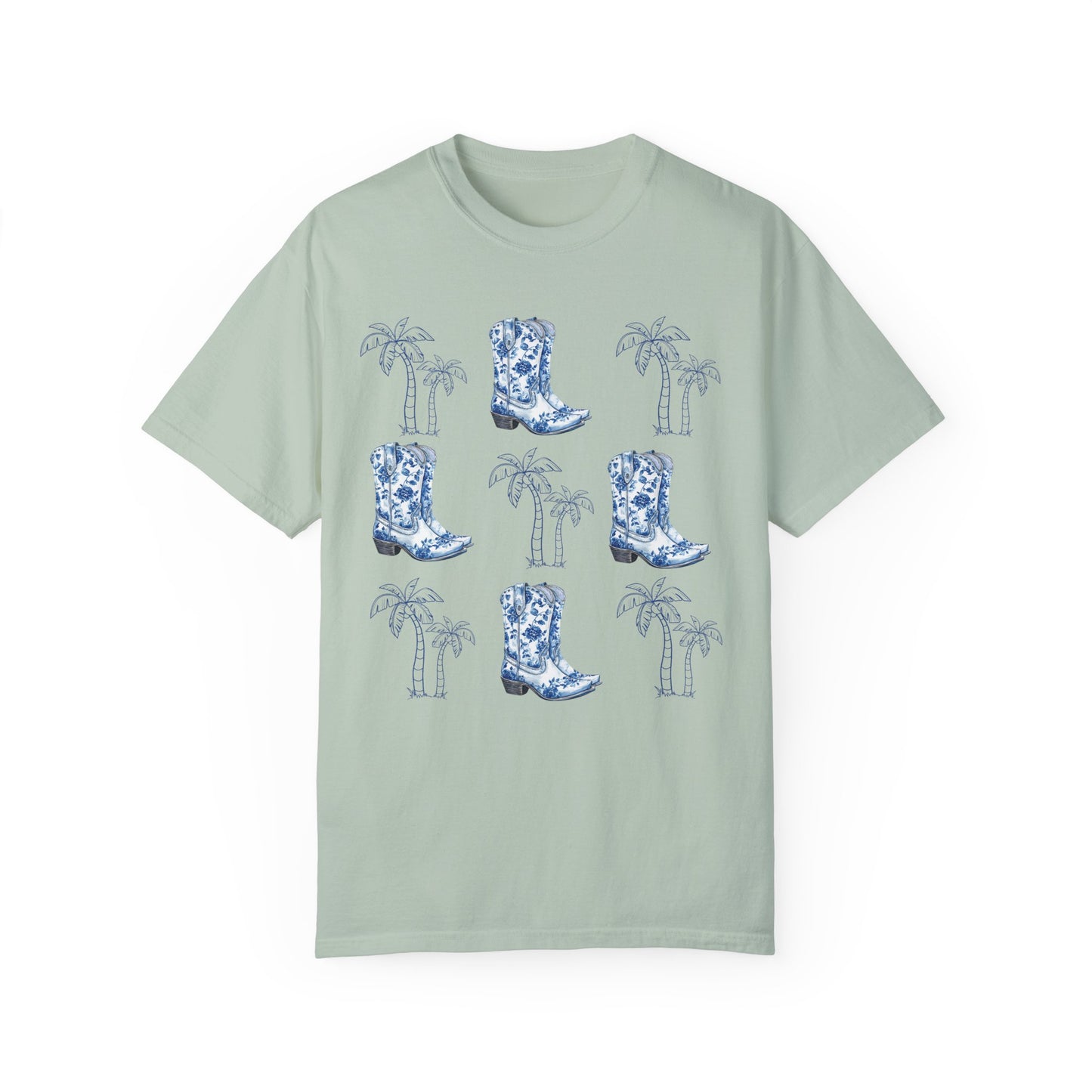 Coastal Cowgirl Comfort Colors Shirt, Chinoiserie Cowgirl Shirt, Palm Trees Beachy Cowgirl Shirt,