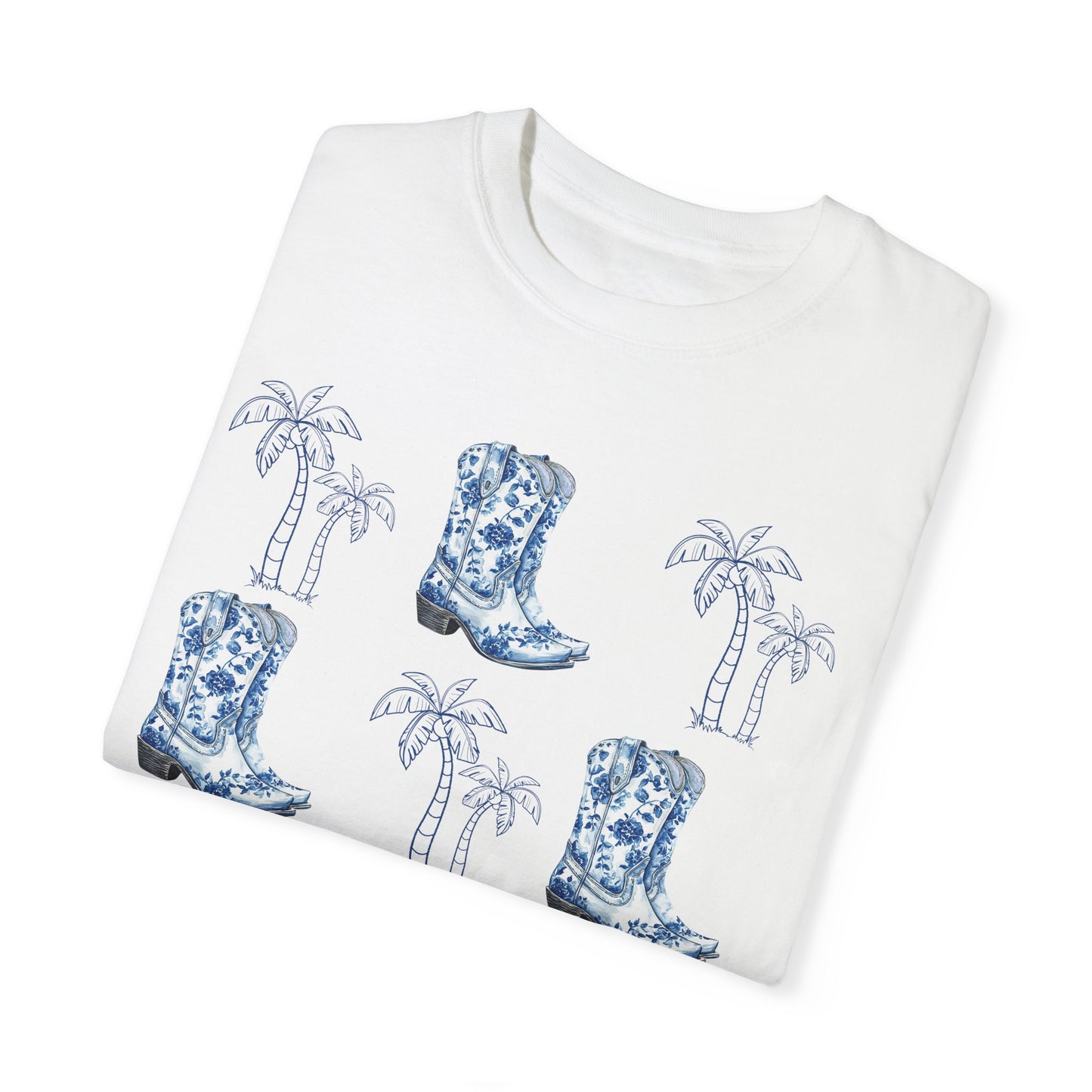 Coastal Cowgirl Comfort Colors Shirt, Chinoiserie Cowgirl Shirt, Palm Trees Beachy Cowgirl Shirt,