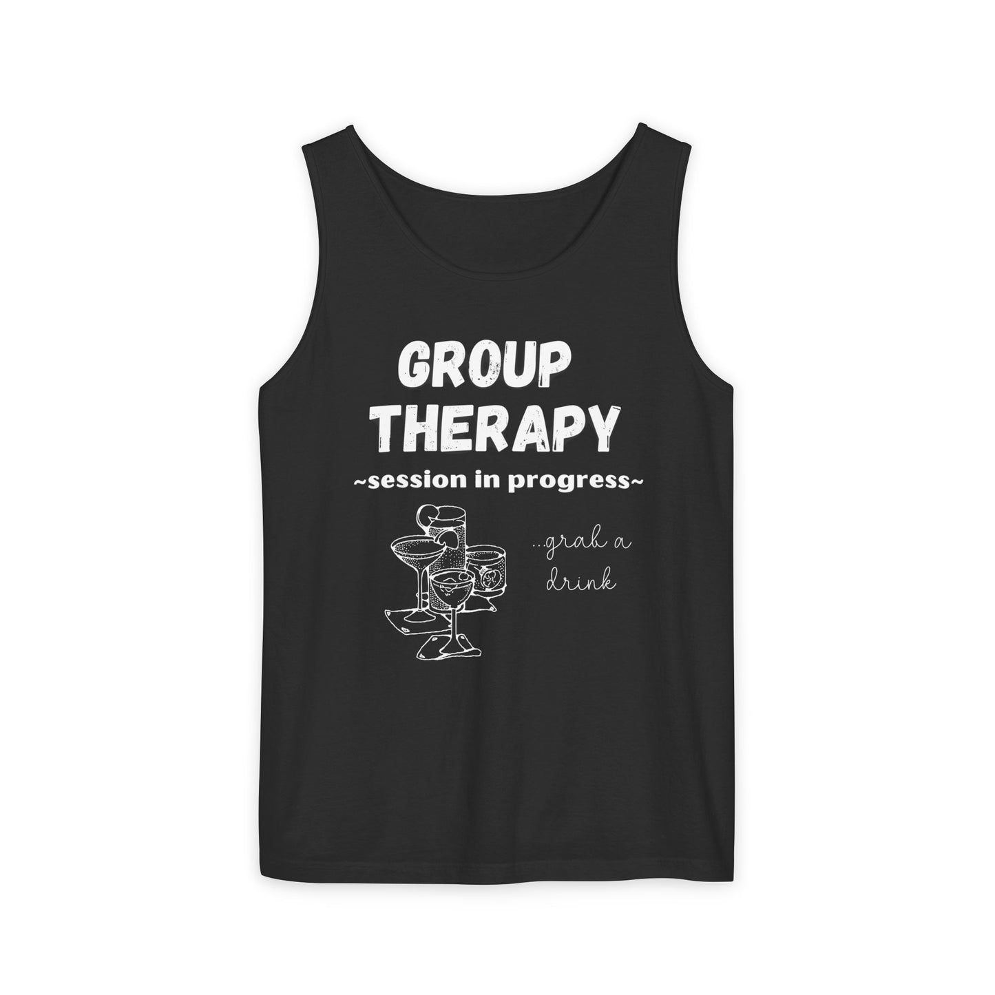 Tank Top Group Therapy Shirt Comfort Colors Day Drinking Camping Lake Summer Vibes