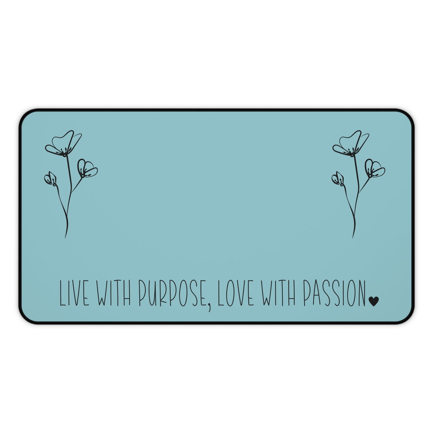 Blue Live with Purpose Love with Passion Desk Pad Human Resources, Home Office Decor Gift for Co-Worker Inspirational Office Accessory