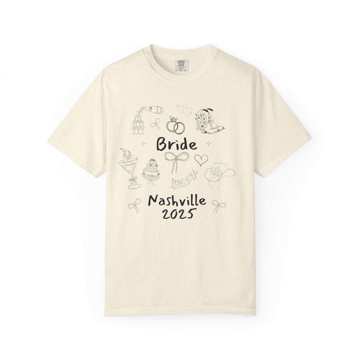 Nashville Bachelorette Doodle Shirts, Comfort Colors Cowgirl Bride and Bride Crew Shirts, Bachelorette Party Shirts, Bridesmaid Gifts