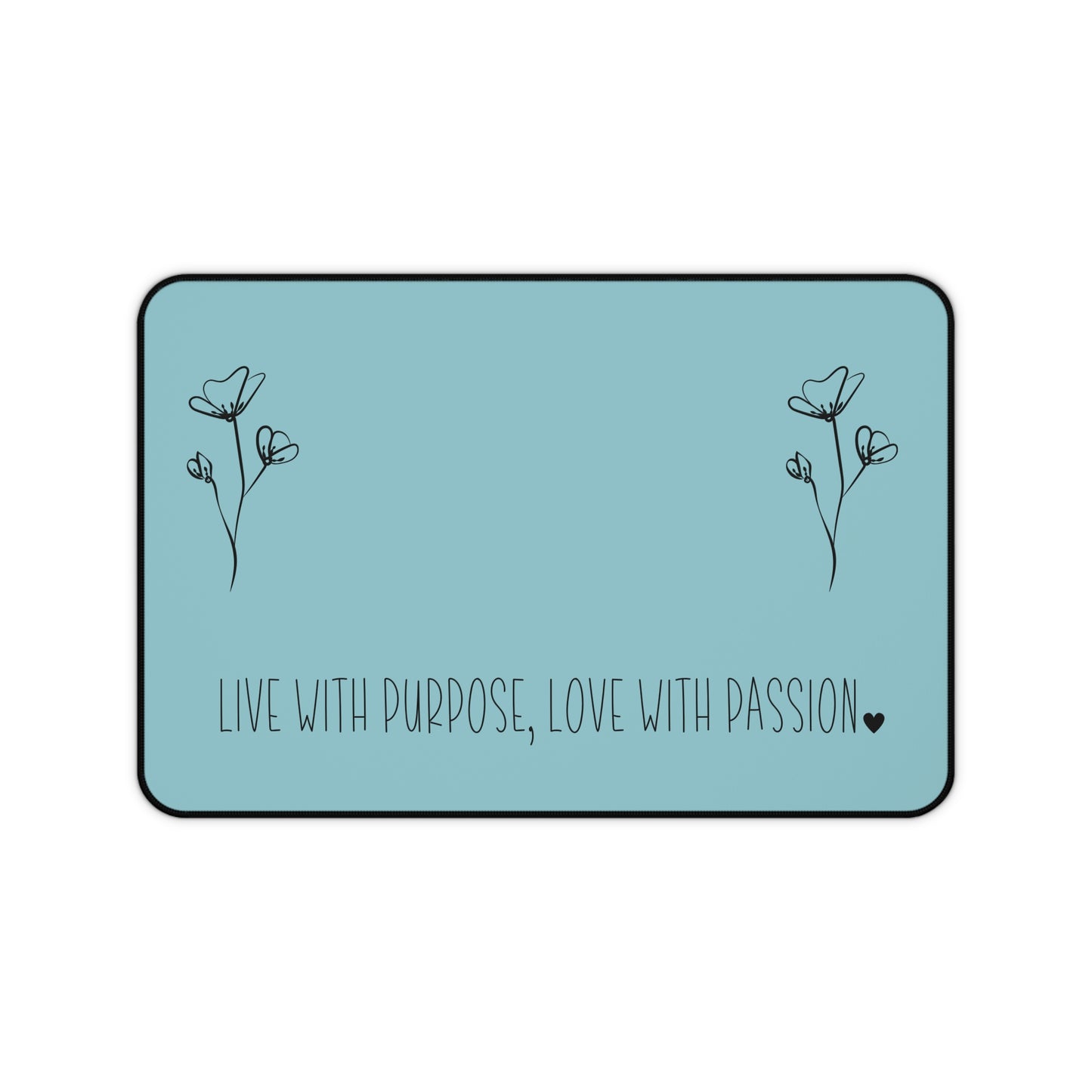 Blue Live with Purpose Love with Passion Desk Pad Human Resources, Home Office Decor Gift for Co-Worker Inspirational Office Accessory