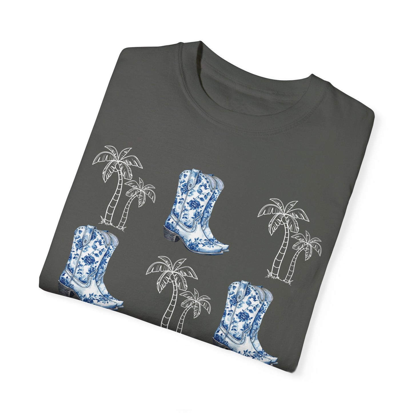 Coastal Cowgirl Comfort Colors Shirt, Chinoiserie Cowgirl Shirt, Palm Trees Beachy Cowgirl Shirt,