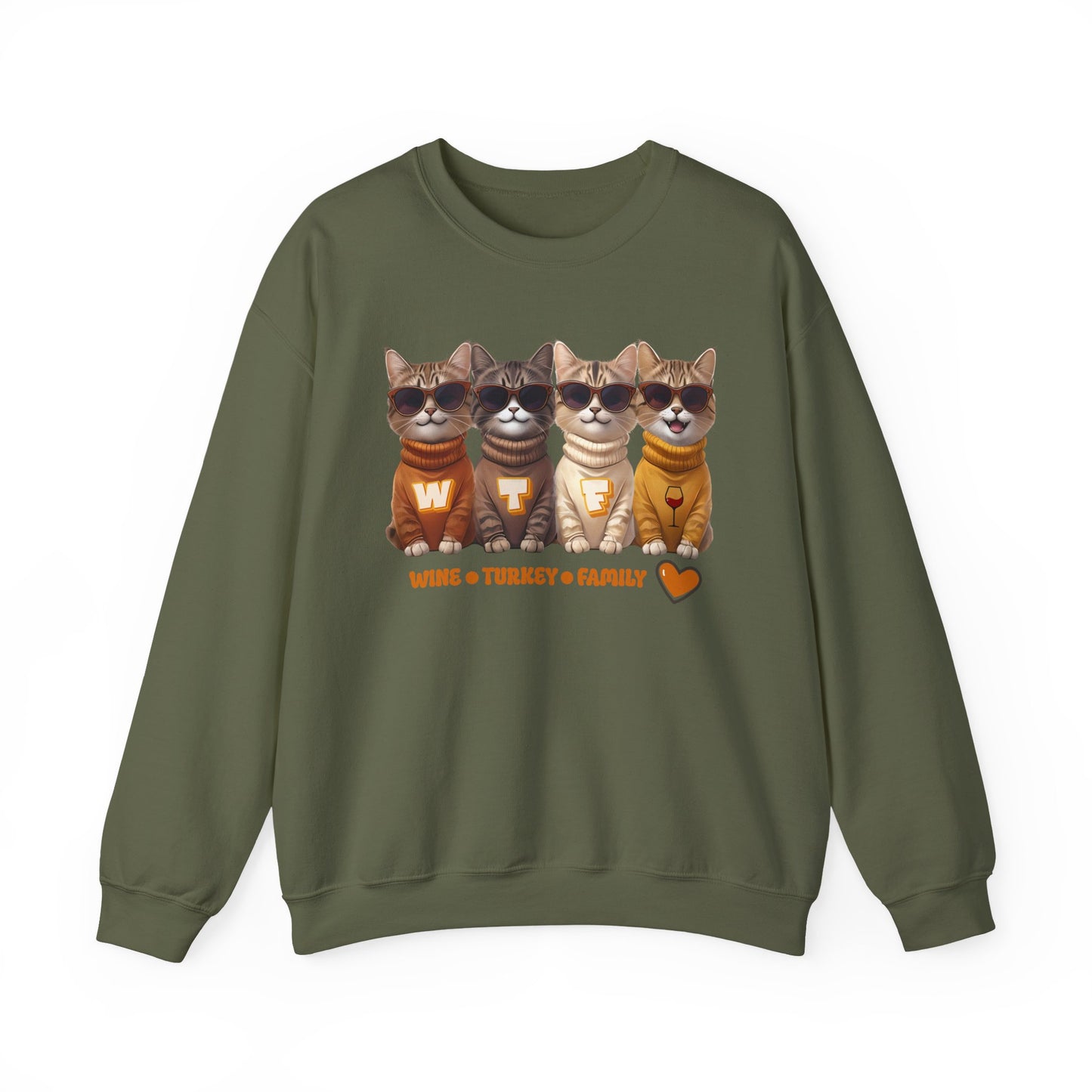 WTF Thanksgiving Sweatshirt, Wine Turkey Family Cat Sweatshirt, Funny Thanksgiving Shirt