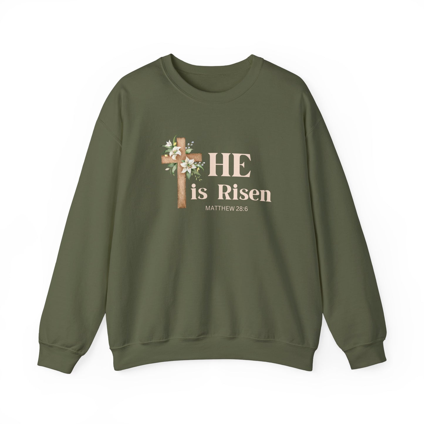 He is Risen Easter Sweatshirt Christian Easter Shirt Matthew 28:6 Religious Apparrel