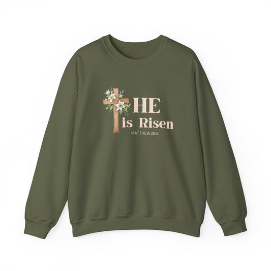 He is Risen Easter Sweatshirt Christian Easter Shirt Matthew 28:6 Religious Apparrel